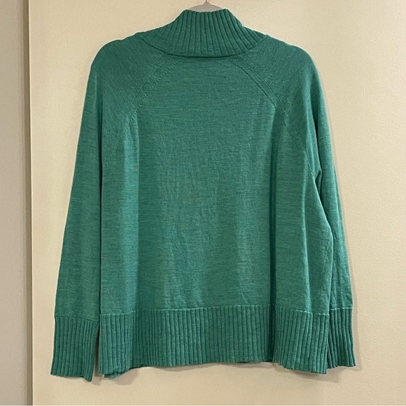 EILEEN FISHER Regenerative Wool Merino Jersey Turtleneck Top in Seaglass - Picture 7 of 11